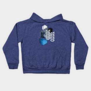 Blue Hexagonal Geometric Kids Hoodie